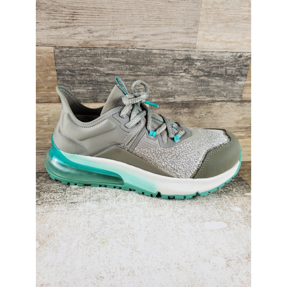 Shoes For Crews Gia Womens Work Shoes Sz 7.5 Gray Green Nano Comp Toe Lace Up